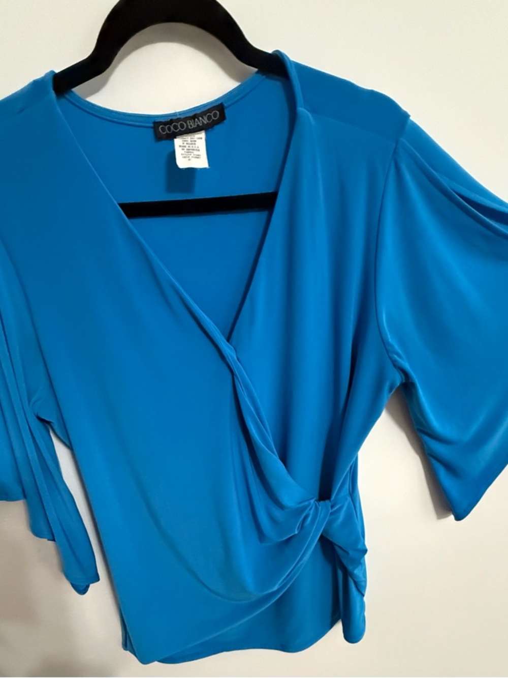 Coco Bianco Bright Turquoise Twist-Front Blouse - Picture 3 of 4